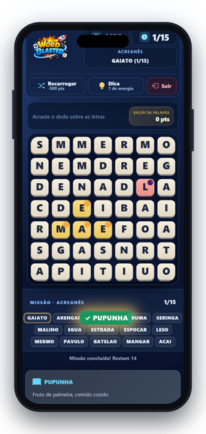 Celular mostrando o significado de PUPUNHA