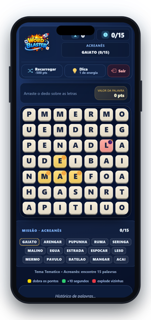 Celular com o tabuleiro do tema Acreanês