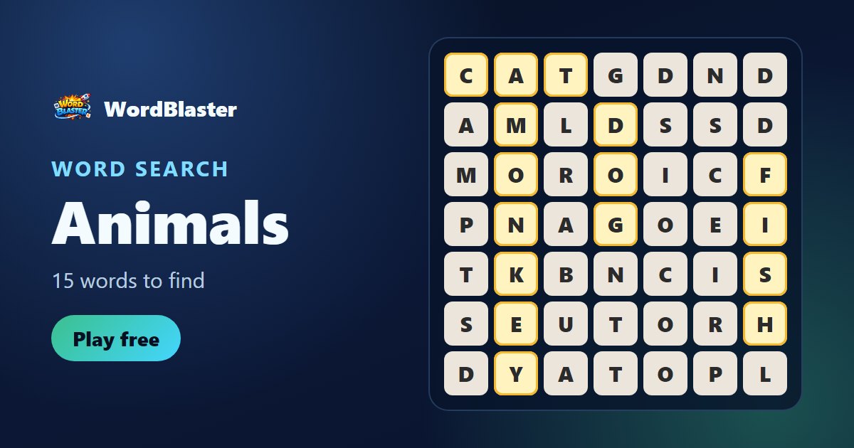 Animals word search