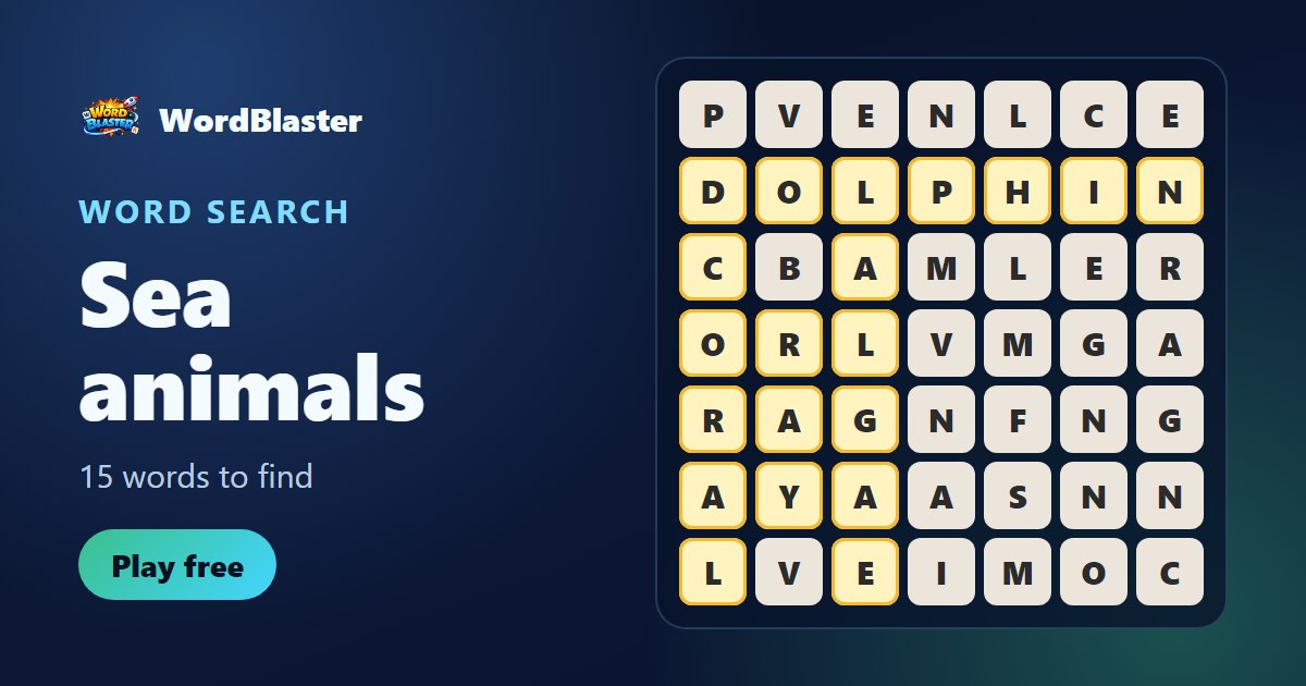 Sea animals word search
