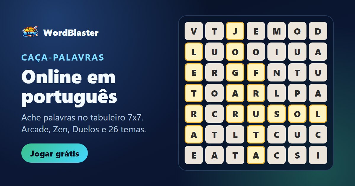 Tabuleiro do WordBlaster com letras formando palavras